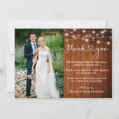 Kalligrafisches Herz-Holz-Leuchten Hochzeitsstich- Dankeskarte (Vorderseite)