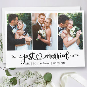 Kalligrafisches Herz nur verheiratet 3 Foto Hochze Ankündigung