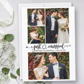 Kalligrafisches Herz nur verheiratet 4 Foto Hochze Ankündigung