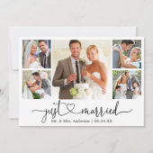 Kalligrafisches Herz nur verheiratet 5 Foto Hochze Ankündigung (Vorderseite)