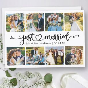 Kalligrafisches Herz nur verheiratet 8 Foto Hochze Ankündigung