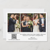 Kalligrafisches Herz QR Code 4 Foto Hochzeit Dankeskarte (Rückseite)