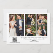 Kalligrafisches Herz QR Code 6 Foto Hochzeit Dankeskarte (Rückseite)