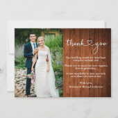 Kalligrafisches Herz Rustikales Foto für Hochzeite Dankeskarte (Vorderseite)