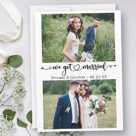 Kalligrafisches Herz Wir Got Verheiratet 2 Fotos H Ankündigung