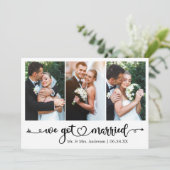 Kalligrafisches Herz Wir Got Verheiratet 3 Foto Ho Ankündigung (Stehend Vorderseite)