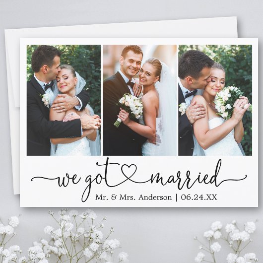 Kalligrafisches Herz Wir Got Verheiratet 3 Foto Ho Ankündigung