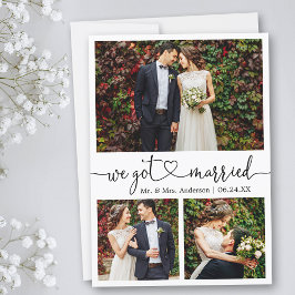 Kalligrafisches Herz Wir Got Verheiratet 3 Fotos H Ankündigung