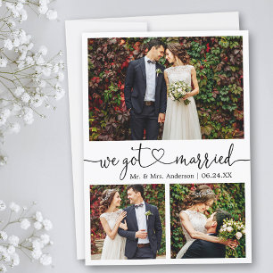 Kalligrafisches Herz Wir Got Verheiratet 3 Fotos H Ankündigung