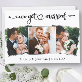 Kalligrafisches Herz Wir Got Verheiratet 3 Fotos H Ankündigung