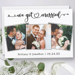 Kalligrafisches Herz Wir Got Verheiratet 3 Fotos H Ankündigung