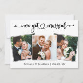 Kalligrafisches Herz Wir Got Verheiratet 3 Fotos H Ankündigung (Vorderseite)