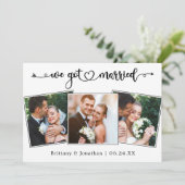 Kalligrafisches Herz Wir Got Verheiratet 3 Fotos H Ankündigung (Stehend Vorderseite)
