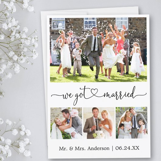 Kalligrafisches Herz Wir Got Verheiratet 4 Foto Ho Ankündigung