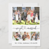 Kalligrafisches Herz Wir Got Verheiratet 4 Foto Ho Ankündigung (Vorderseite)