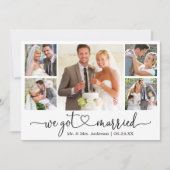 Kalligrafisches Herz Wir Got Verheiratet 5 Foto Ho Ankündigung (Vorderseite)