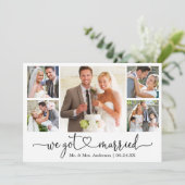 Kalligrafisches Herz Wir Got Verheiratet 5 Foto Ho Ankündigung (Stehend Vorderseite)