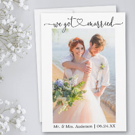 Kalligrafisches Herz Wir Got Verheiratete Foto Hoc Ankündigung