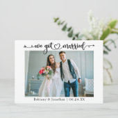 Kalligrafisches Herz Wir Got Verheiratete Foto Hoc Ankündigung (Stehend Vorderseite)