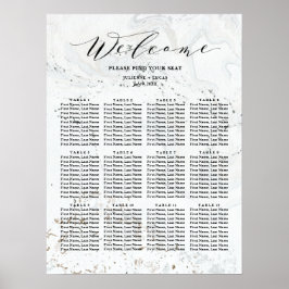 Kalligrafisches Hochzeitdiagramm | Schwarz Poster