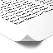 Kalligrafisches Hochzeitdiagramm | Schwarz Poster (Ecke)