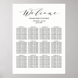 Kalligrafisches Hochzeitdiagramm | Schwarz Poster