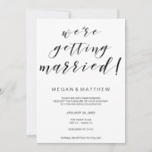 Kalligrafisches Hochzeitskarte Schwarz-weiß Einladung (Vorderseite)