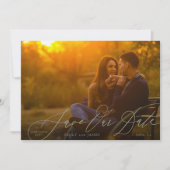 Kalligrafisches Hochzeitssage Grünes QR-Foto Save The Date (Vorderseite)