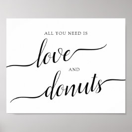 Kalligrafisches Hochzeitssegment "Liebe und Donuts Poster