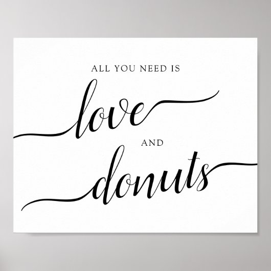 Kalligrafisches Hochzeitssegment "Liebe und Donuts Poster (Vorne)