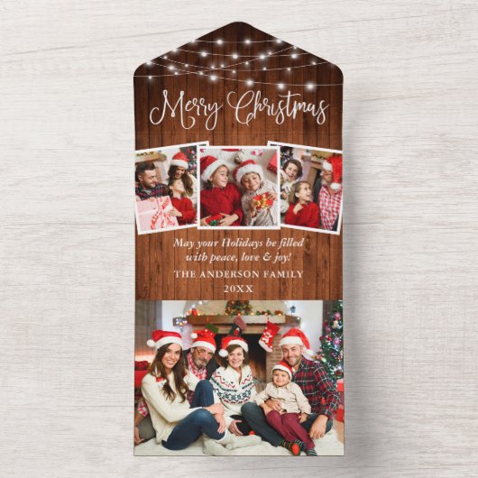 Kalligrafisches Holz 4 Foto alles in einer Weihnac All In One Einladung (Innen Boden)