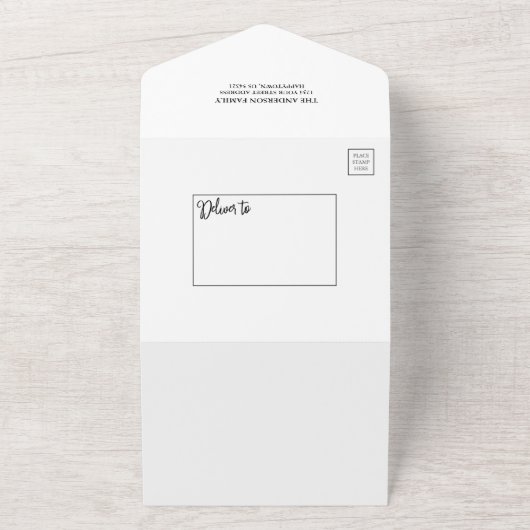 Kalligrafisches Holz 4 Foto in einer Urlaubskarte All In One Einladung (Außenbereich)