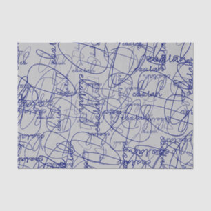 Kalligrafisches Muster der blauen Signaturen Seidenpapier