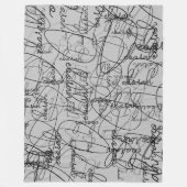 Kalligrafisches Muster schwarzer Signaturen auf Gr Fleecedecke (Vorderseite)