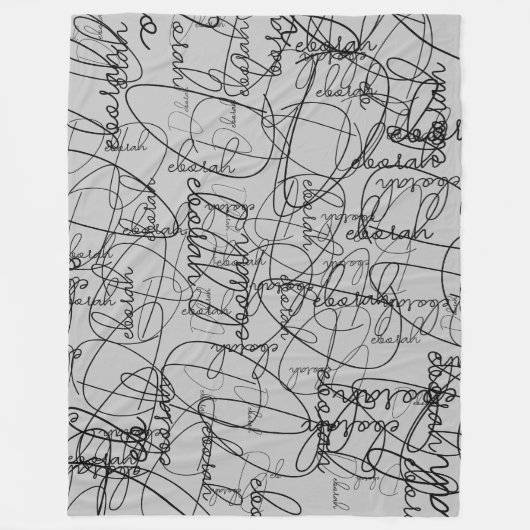 Kalligrafisches Muster schwarzer Signaturen auf Gr Fleecedecke (Vorderseite)