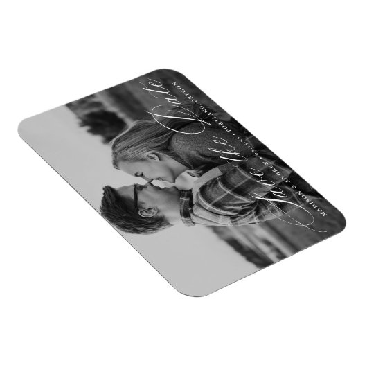 Kalligrafisches Script-Foto Save the Date Magnet (Rechte Seite)