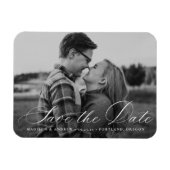 Kalligrafisches Script-Foto Save the Date Magnet (Horizontal)