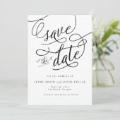 Kalligrafisches Skript-Foto Save the Date Karte (Stehend Vorderseite)