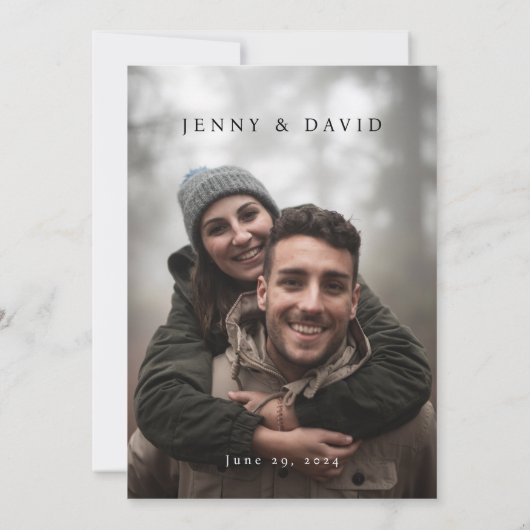 Kalligrafisches Skript-Foto Save the Date Karte (Rückseite)