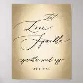 Kalligrafisches Skript Gelassen Liebe Sparkle Wedd Poster (Vorne)