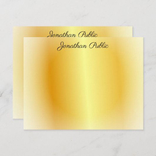 Kalligrafisches Skript Gold und weißer, eleganter Mitteilungskarte (Vorne/Hinten)