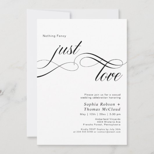 Kalligrafisches Skript Nichts Extravagant nur Lieb Einladung (Vorderseite)