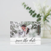 Kalligrafisches Skript Save the Date Foto Postkarte (Stehend Vorderseite)