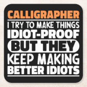 Kalligraph Ich versuche Dinge zu machen Lustige Sp Rechteckiger Pappuntersetzer (Vorderseite)