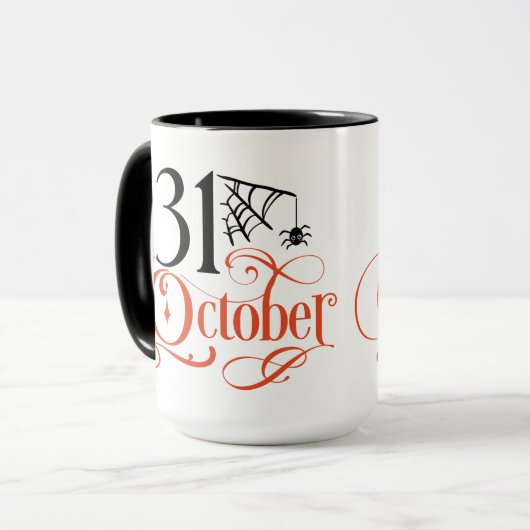 Kalligraphie 31 Oktober Spider Hallowen Tasse (Vorderseite Links)