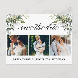 Kalligraphie 3 Foto Grüne Save the Date Postkarte