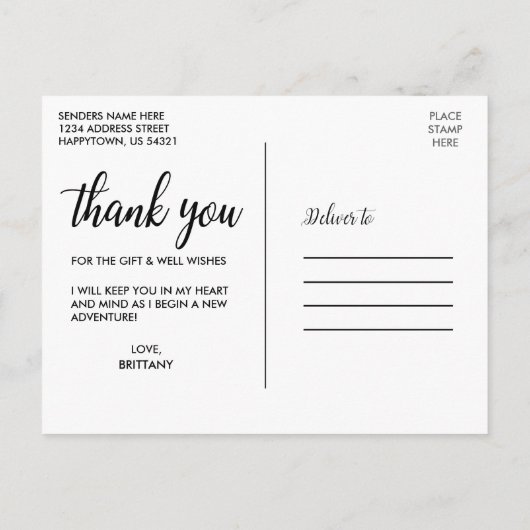 Kalligraphie Abschluss 4 FotoCollage Vielen Dank Postkarte (Rückseite)