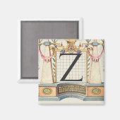 KALLIGRAPHIE ANTIQUE ALPHABET Z MAGNET (Vorderseite/Rückseite)