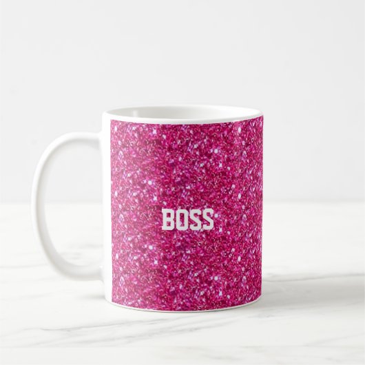 Kalligraphie auf glitzerndem Rosa Kaffeetasse (Links)