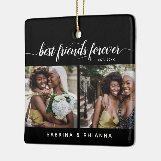 Kalligraphie Beste Freunde für immer 4 FotoCollage Keramikornament (Links)